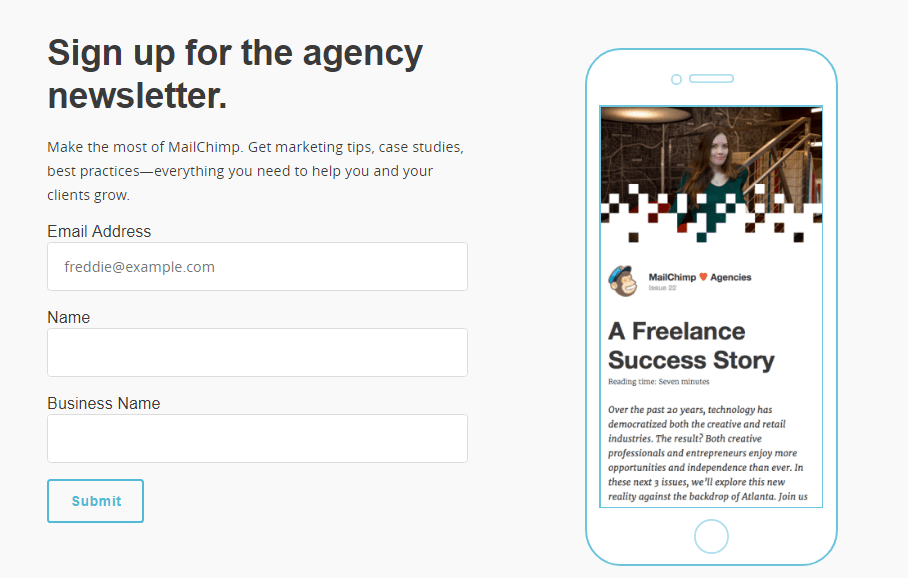 النشرة البريدية للوكلاء من MailChimp